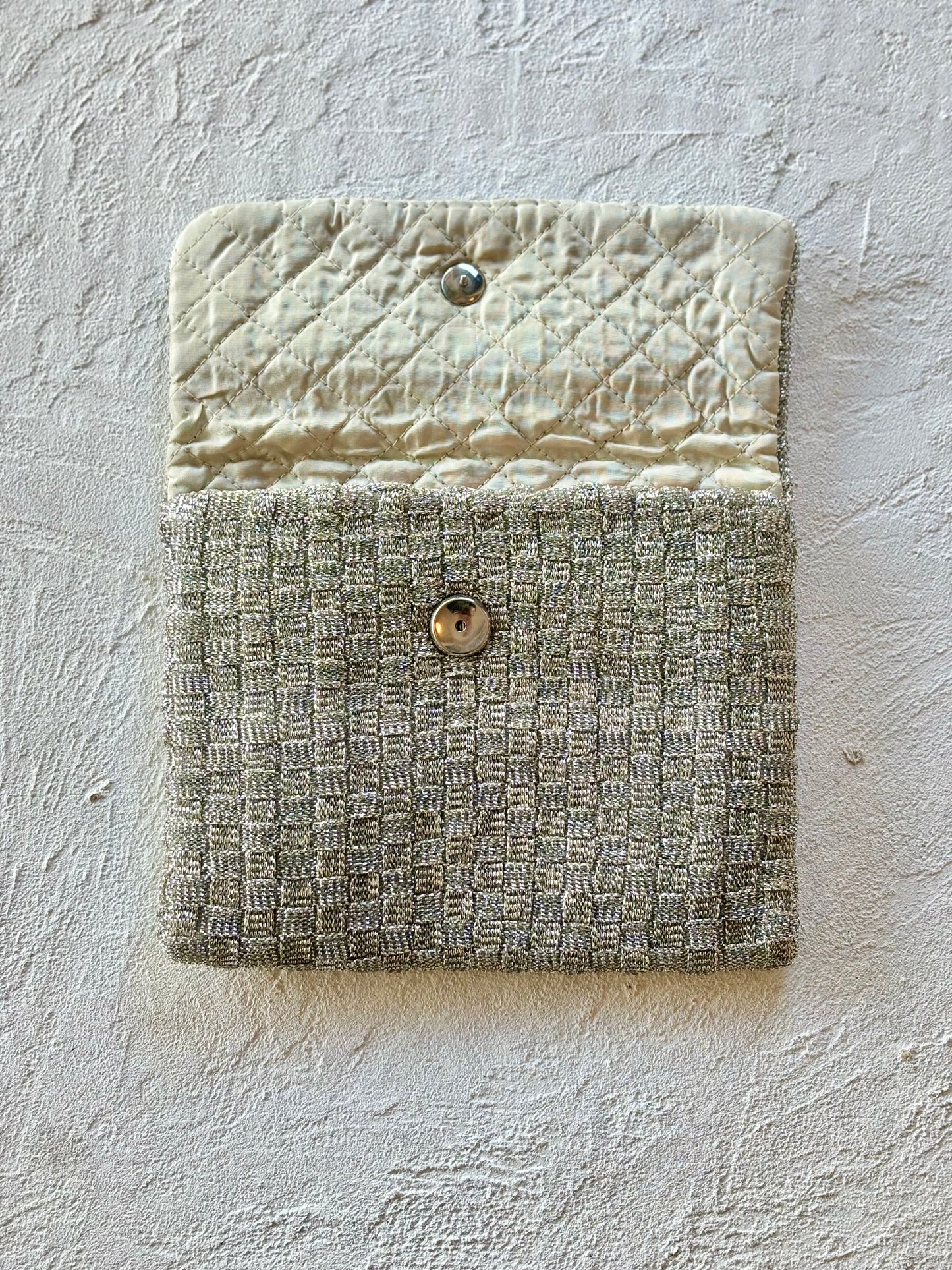 Silver Lurex Woven Vintage Pouch