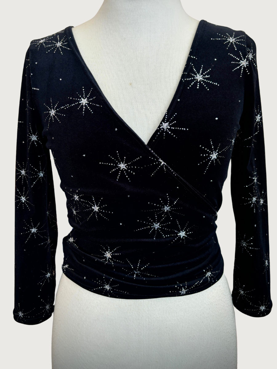 Daltrey Velvet Wrap Top in Glitter Star II