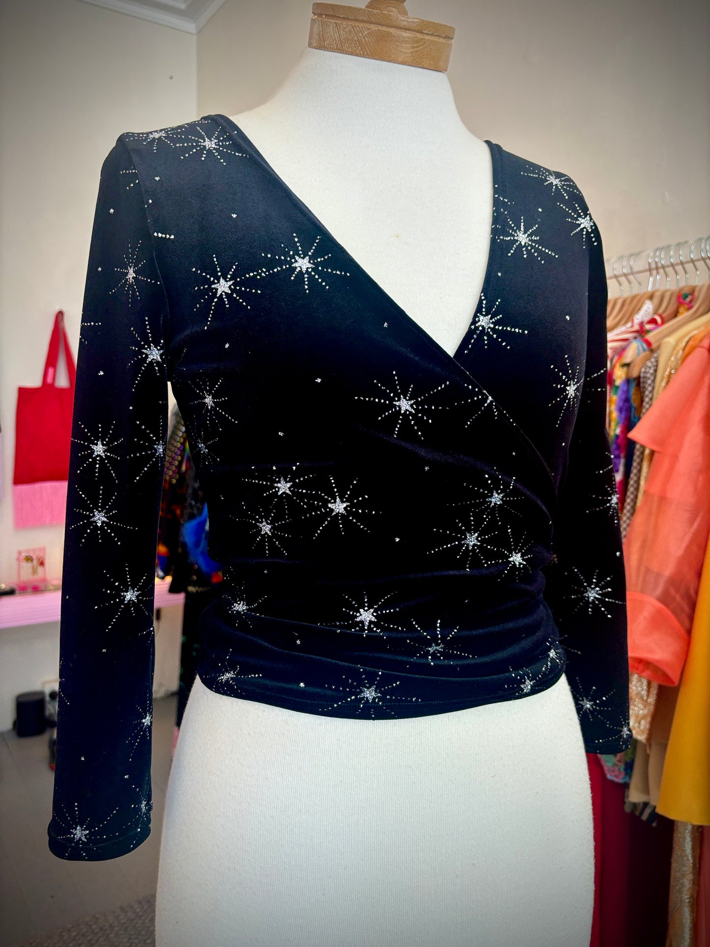 Daltrey Velvet Wrap Top in Glitter Star II