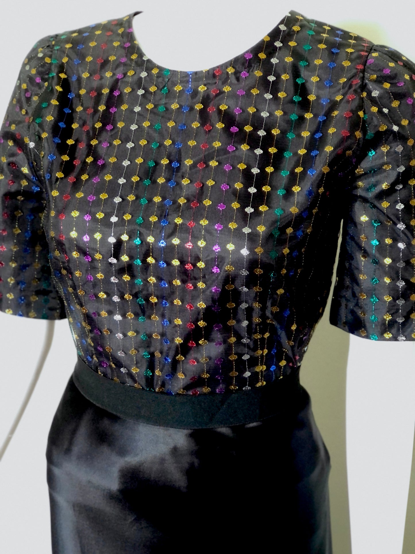 Rainbow Lurex Mesh Polka-Dot Top