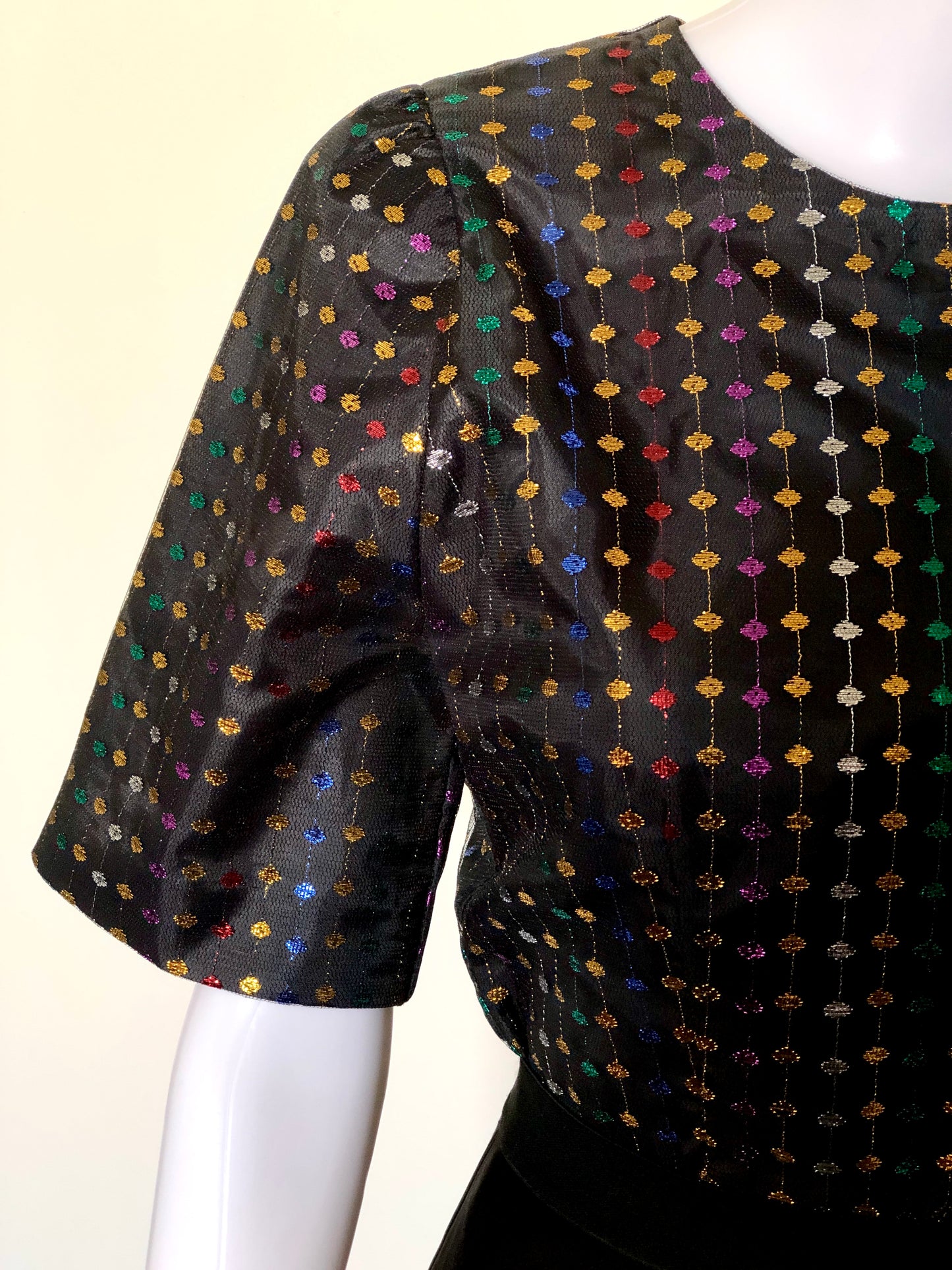 Rainbow Lurex Mesh Polka-Dot Top