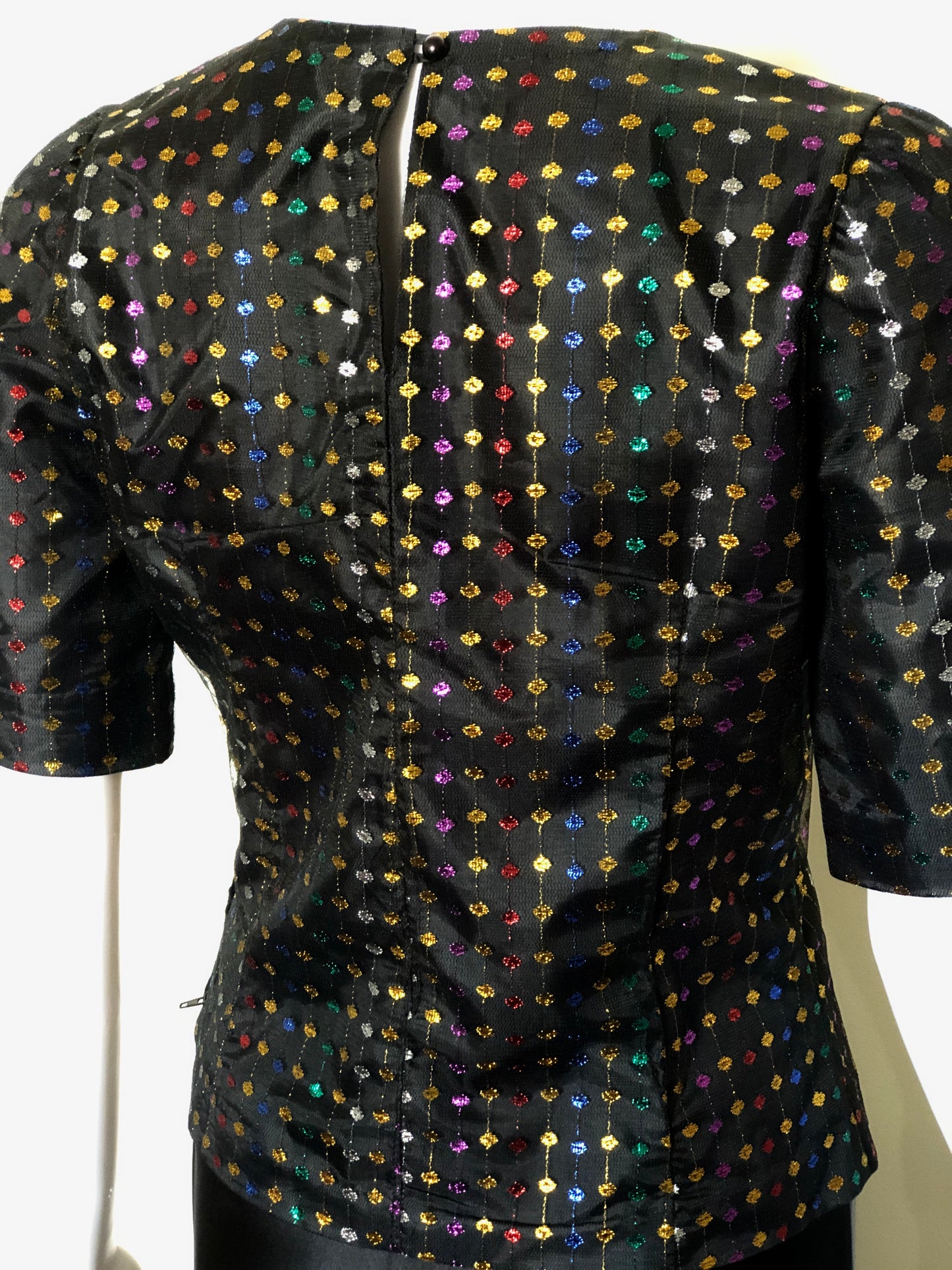 Rainbow Lurex Mesh Polka-Dot Top