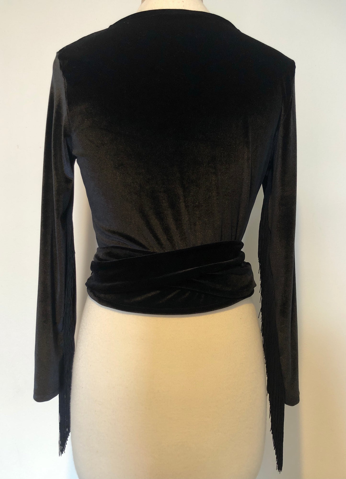 Daltrey Velvet Wrap Top in Black on Black