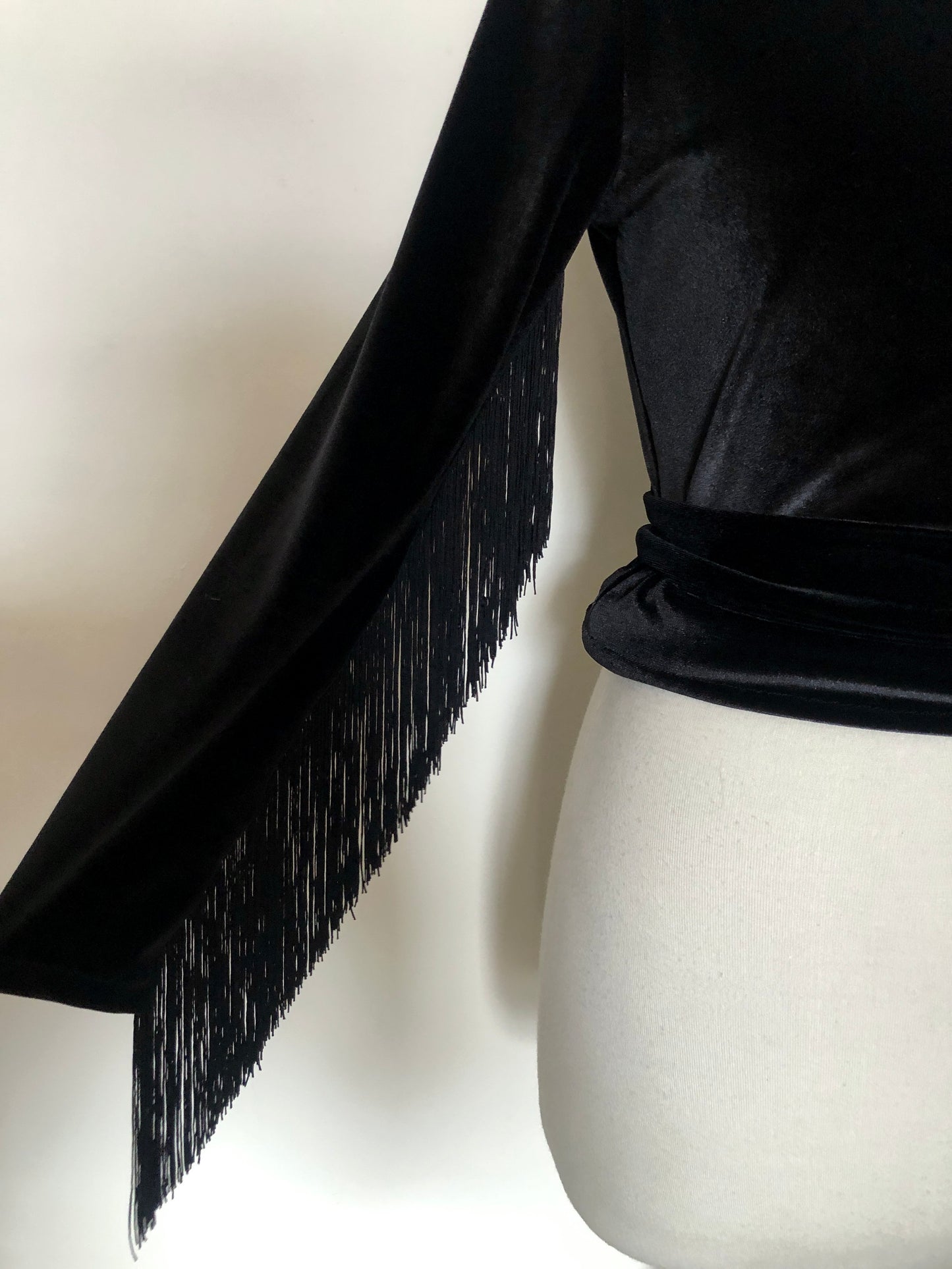 Daltrey Velvet Wrap Top in Black on Black