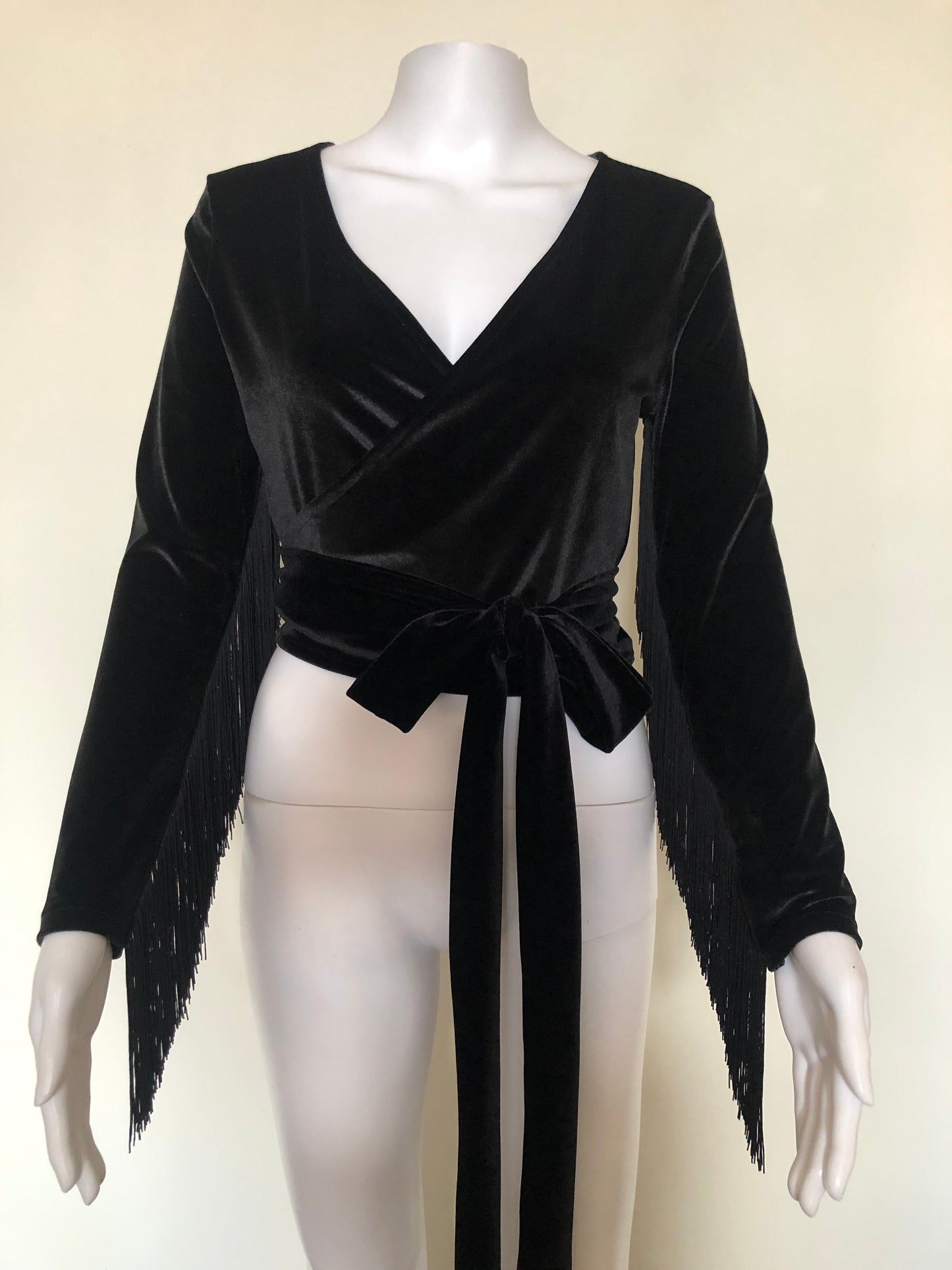 Daltrey Velvet Wrap Top in Black on Black