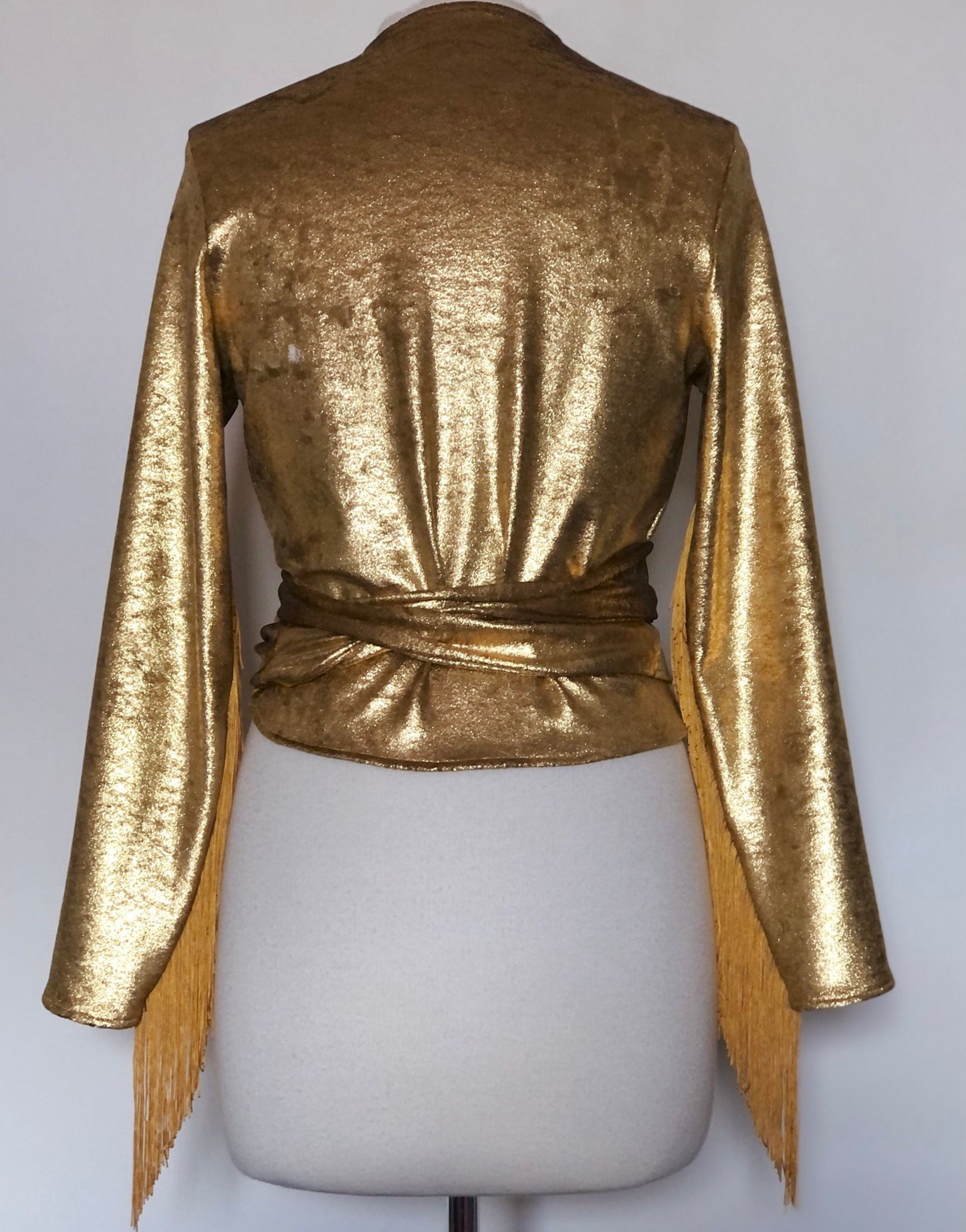 Daltrey Velvet Wrap Top in Gold Metal