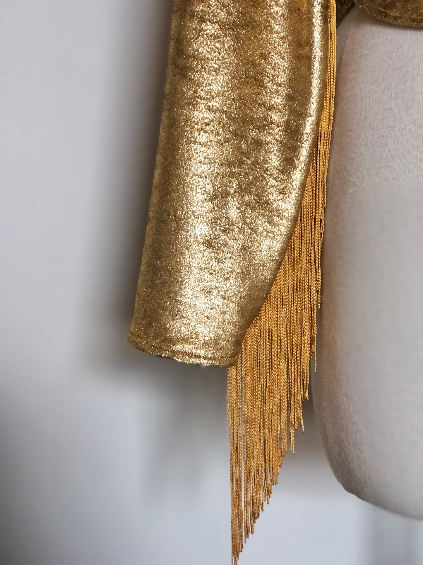 Daltrey Velvet Wrap Top in Gold Metal