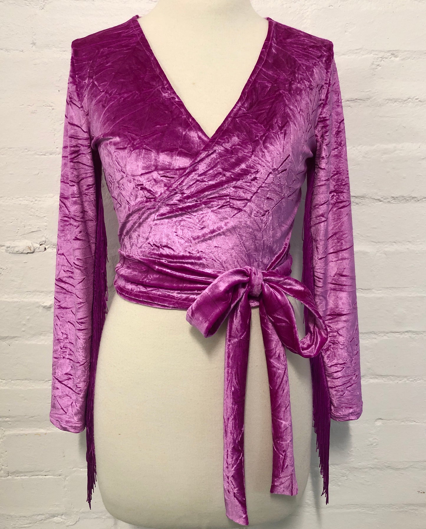 Daltrey Velvet Wrap Top in Crushed Magenta