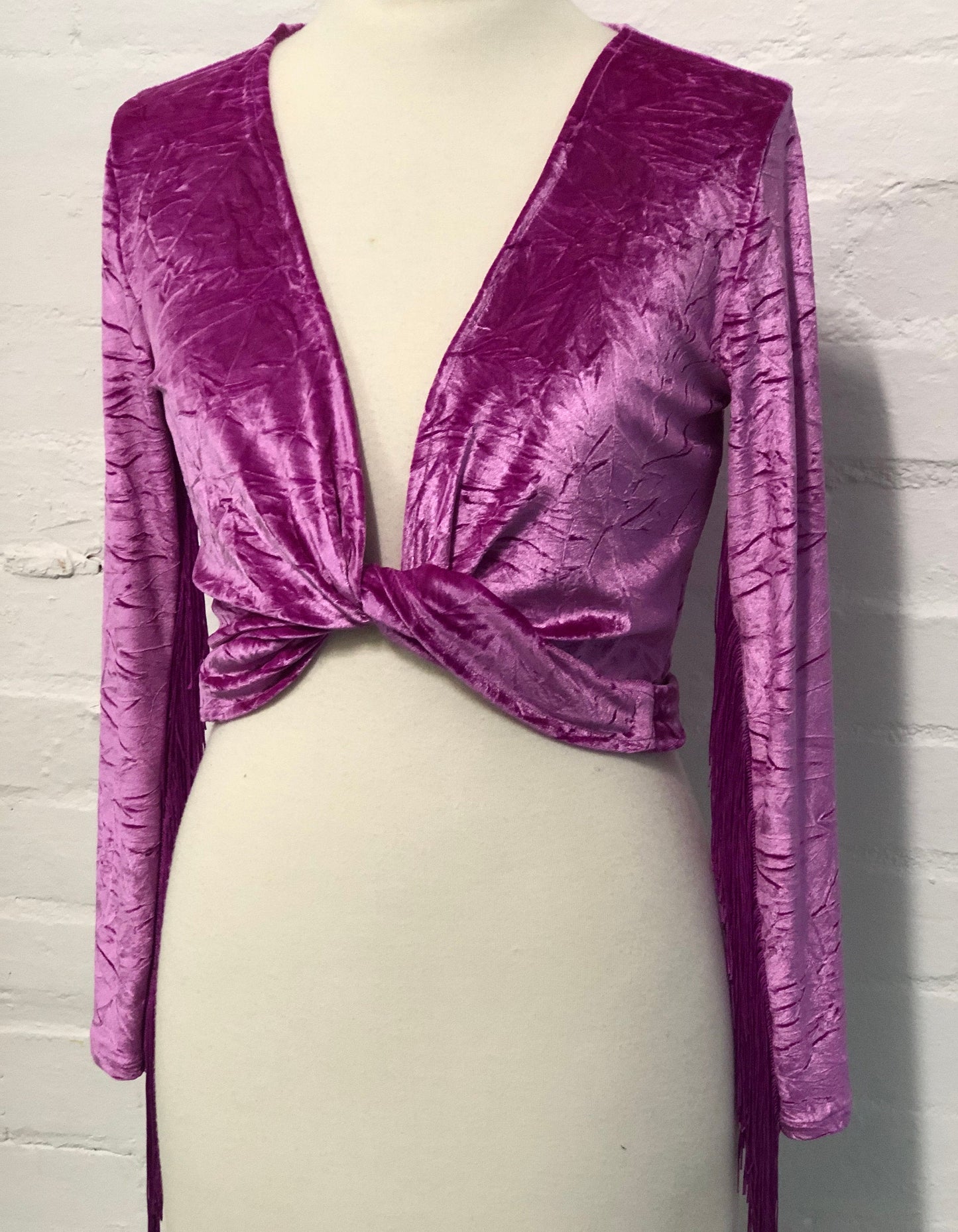 Daltrey Velvet Wrap Top in Crushed Magenta