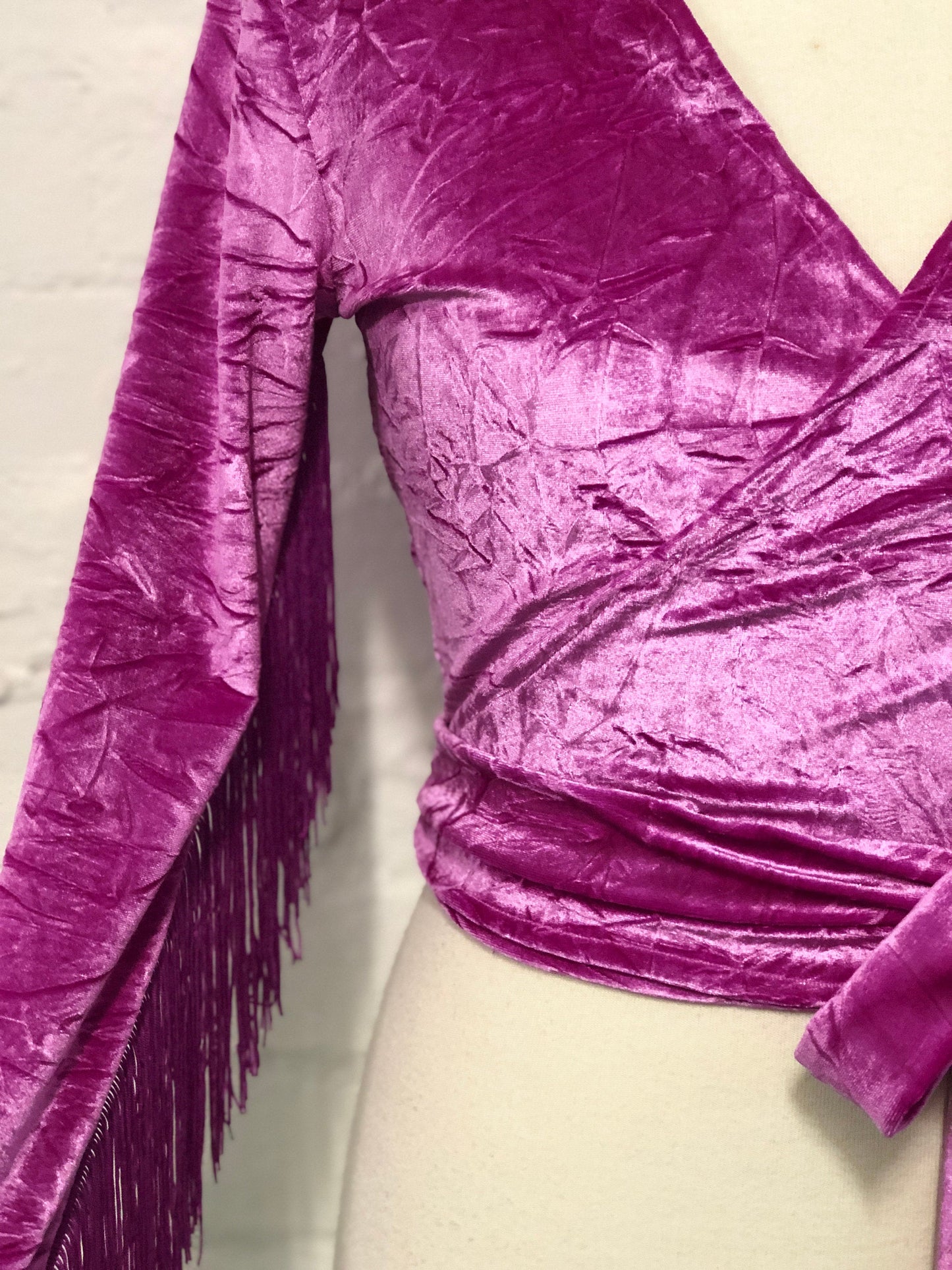 Daltrey Velvet Wrap Top in Crushed Magenta