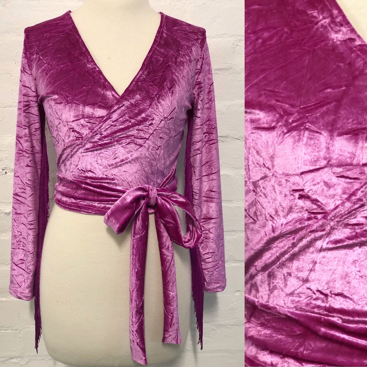 Daltrey Velvet Wrap Top in Crushed Magenta