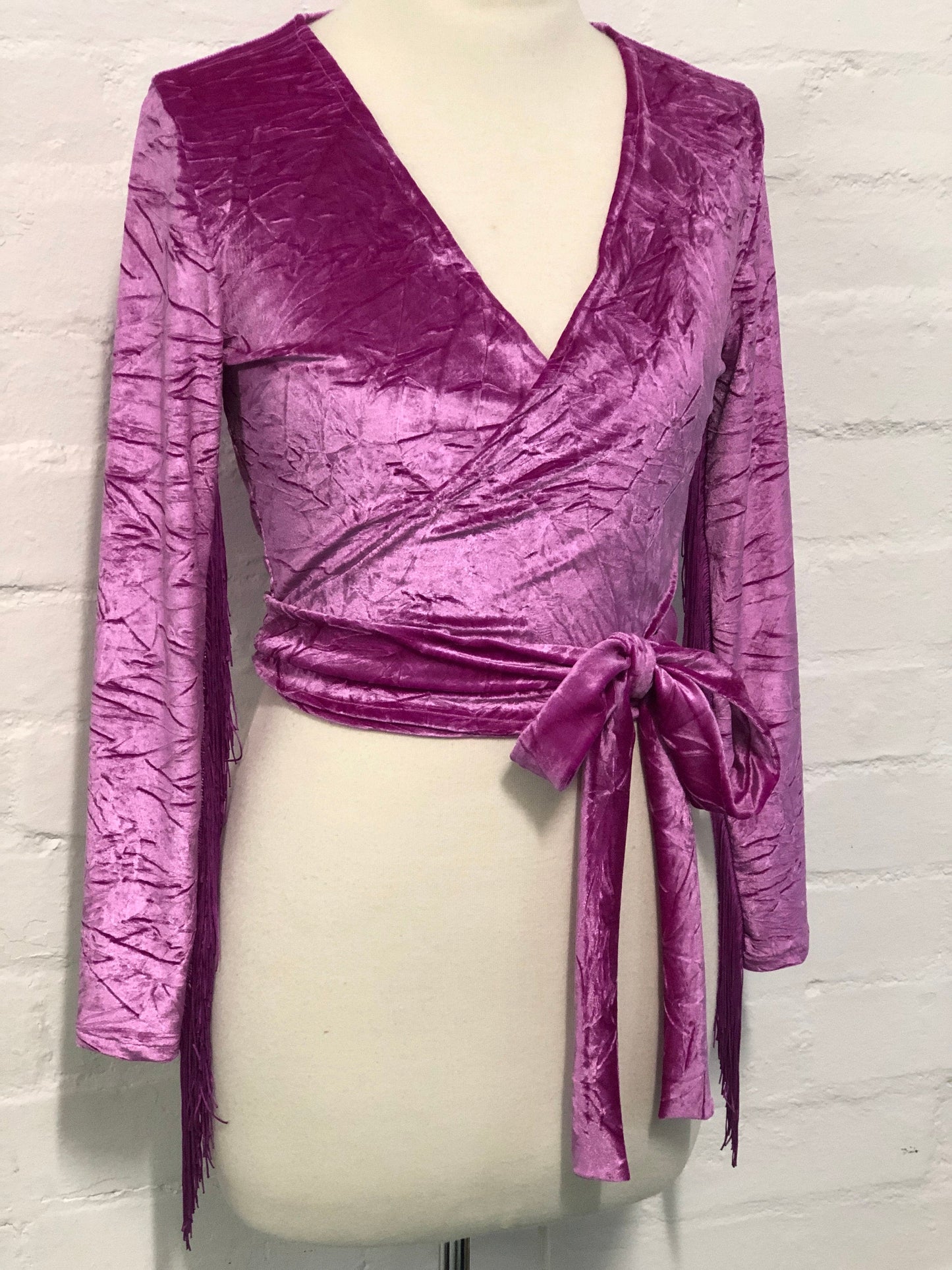 Daltrey Velvet Wrap Top in Crushed Magenta