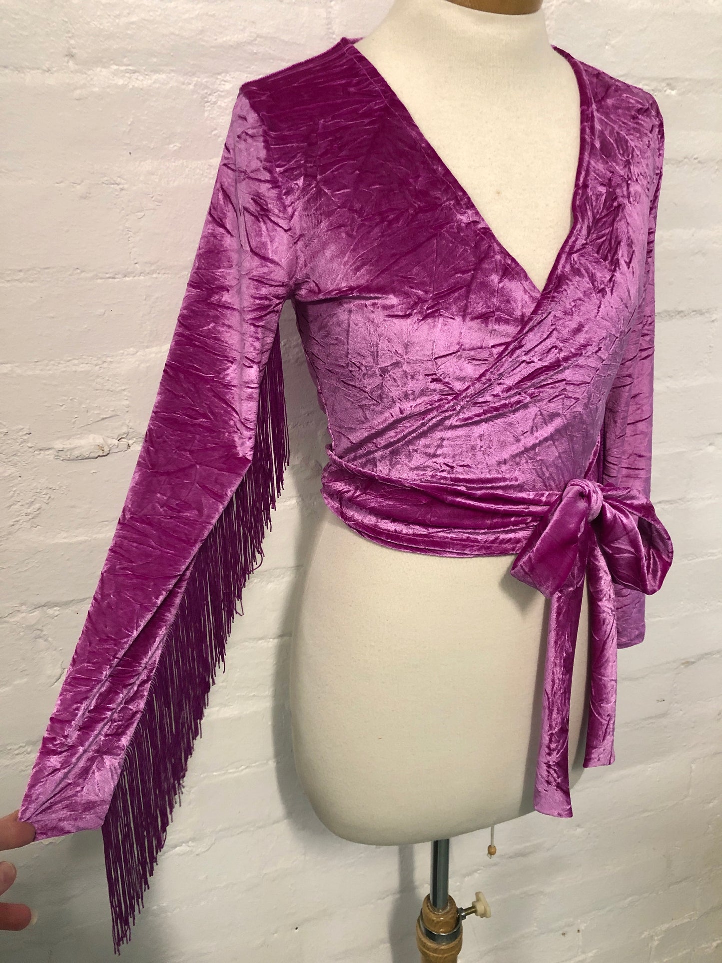 Daltrey Velvet Wrap Top in Crushed Magenta
