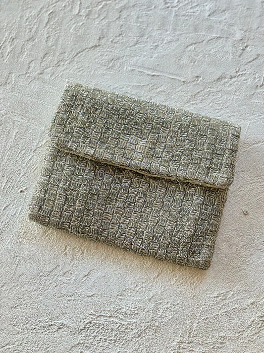 Silver Lurex Woven Vintage Pouch