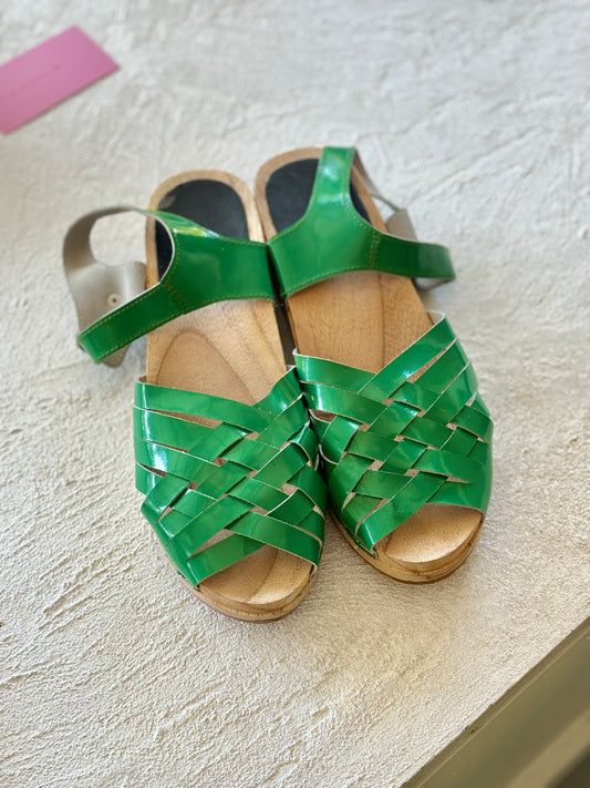 Patent Vintage Green Clogs