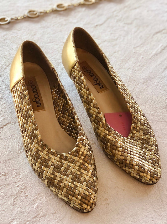 Golden Woven Vintage Heels