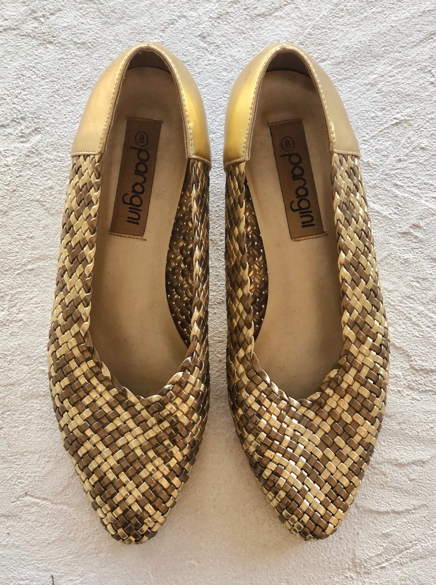 Golden Woven Vintage Heels