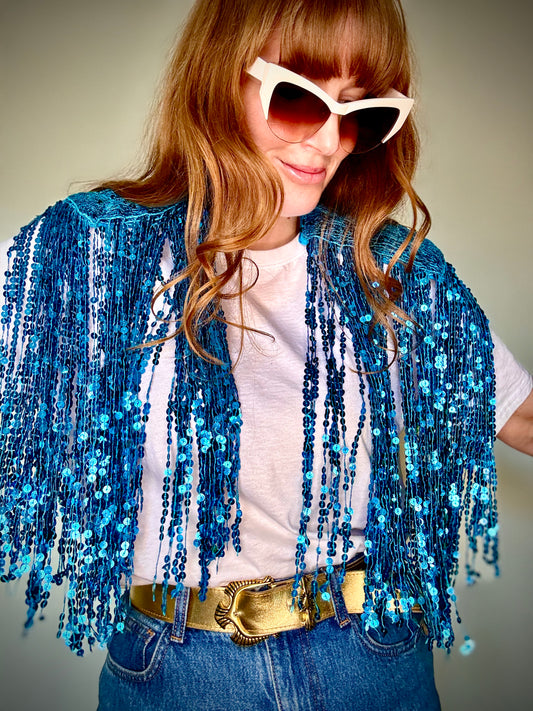 Glitter Cape in Electric Cerulean