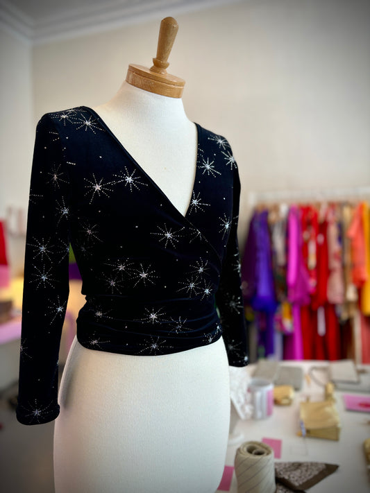 Daltrey Velvet Wrap Top in Glitter Star II