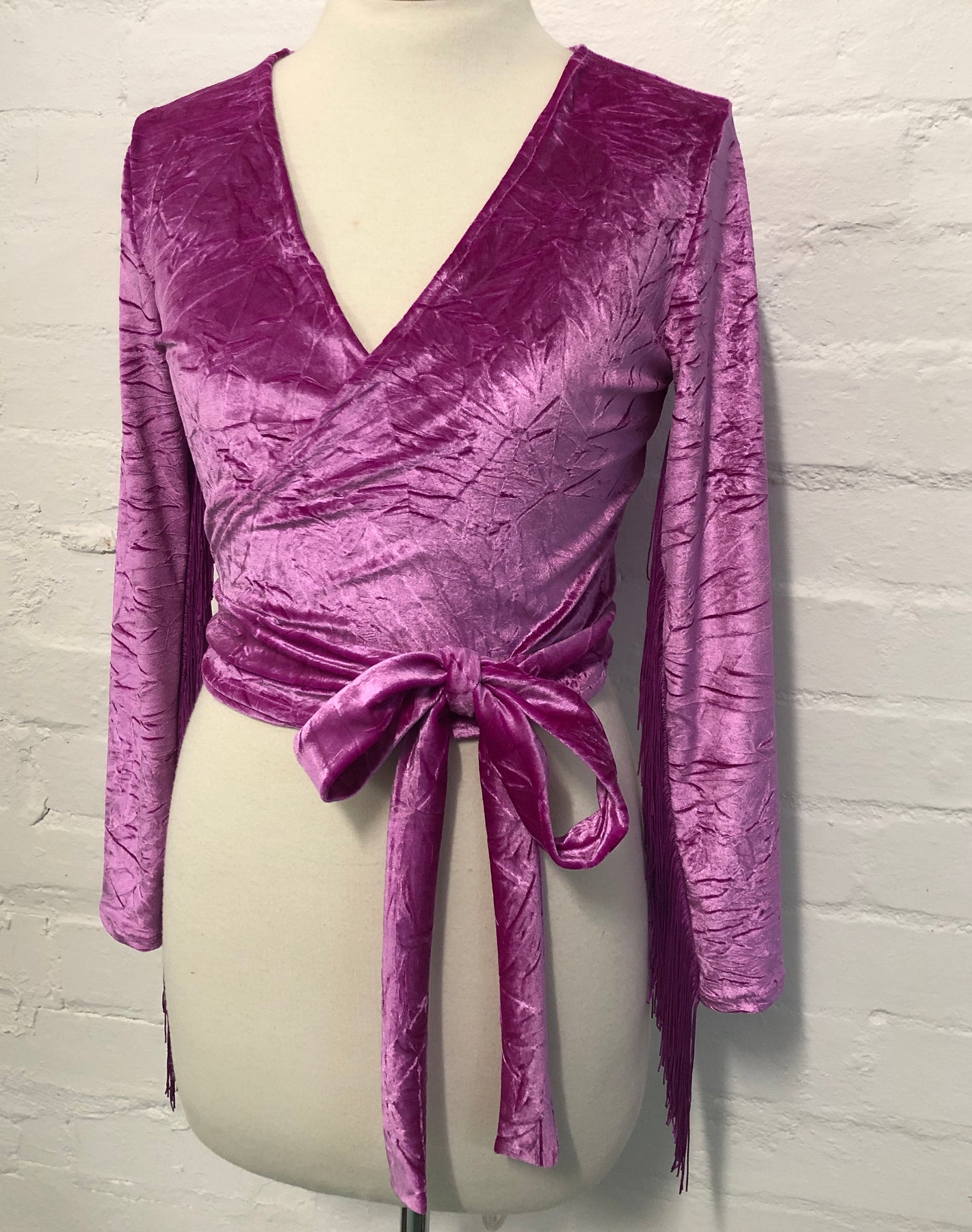 Daltrey Velvet Wrap Top in Crushed Magenta